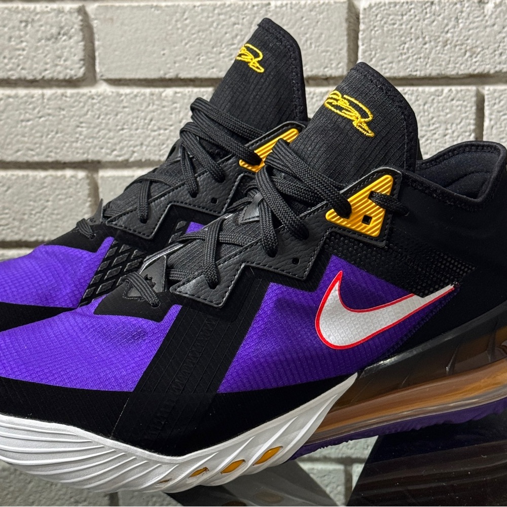 Nike Men's Black and Purple Sneakers with Yellow Accents